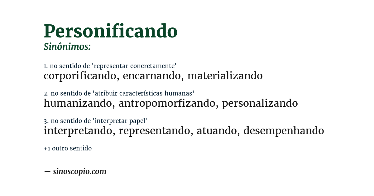 Sinônimo de personificando