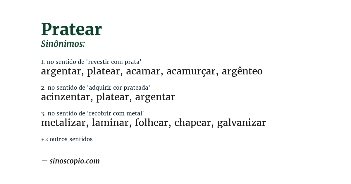 Sinônimo de pratear