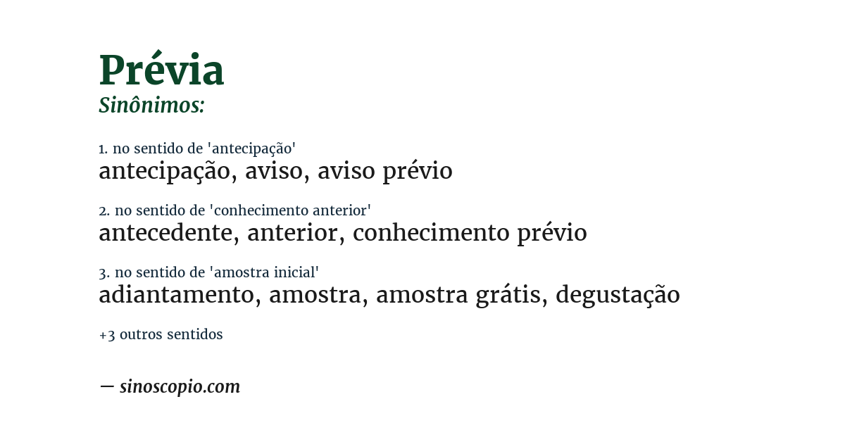 Sinônimo de prévia