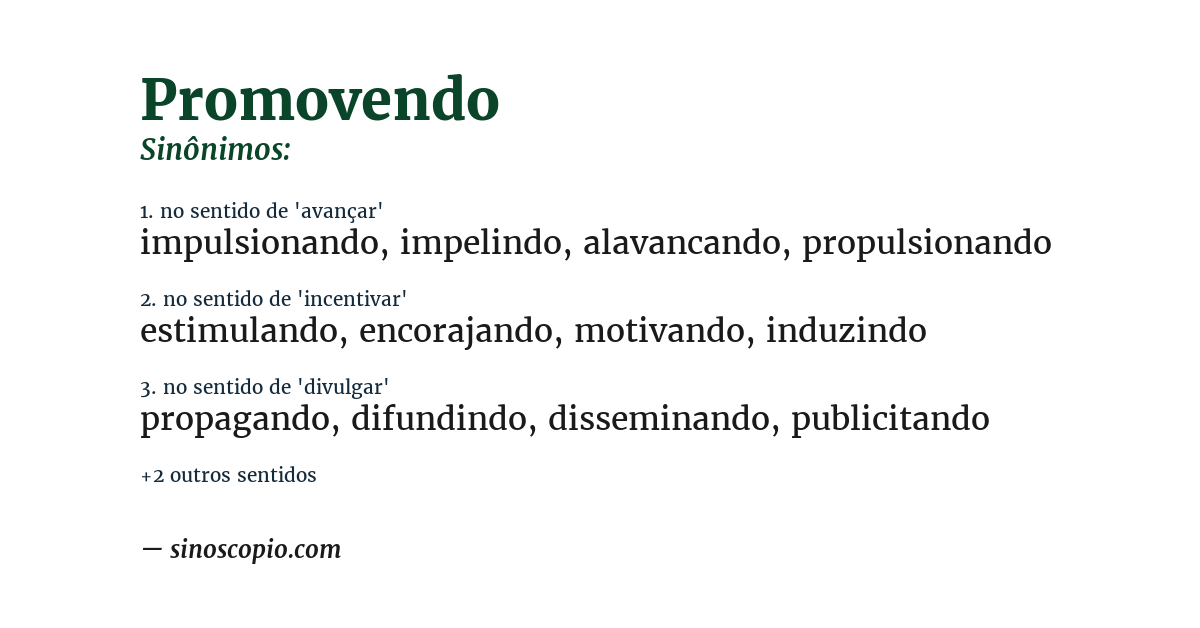 Sinônimo de promovendo