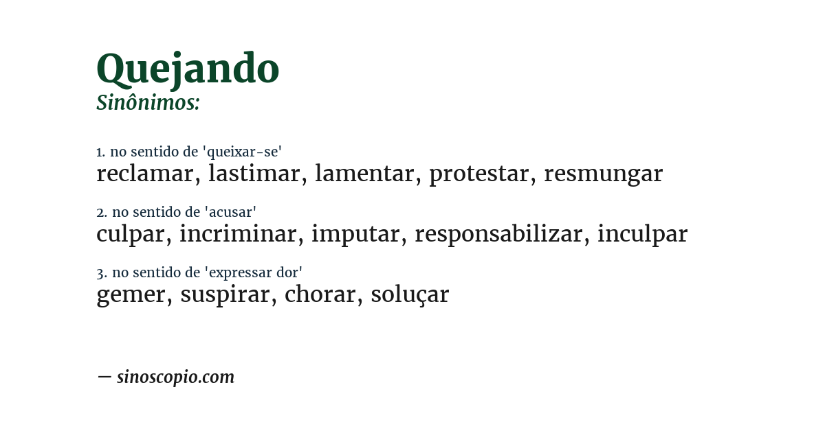 Sinônimo de quejando