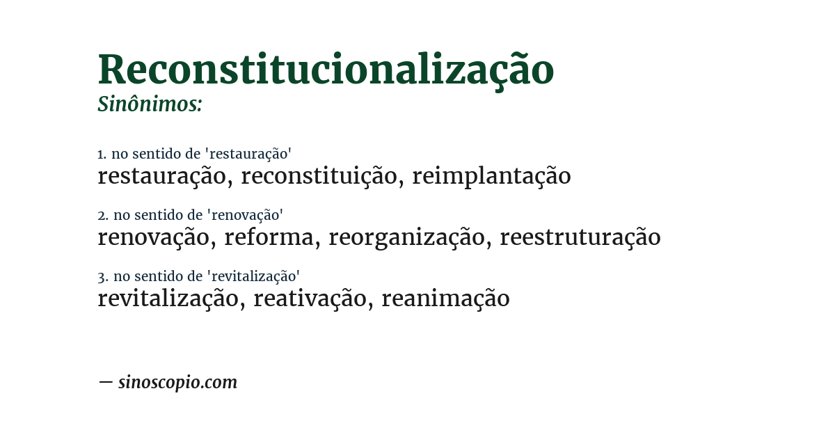 Sinônimo de reconstitucionalização