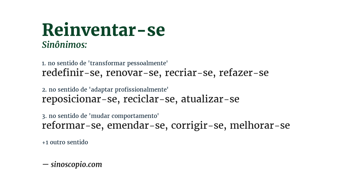 Sinônimo de reinventar-se