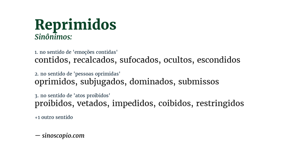 Sinônimo de reprimidos