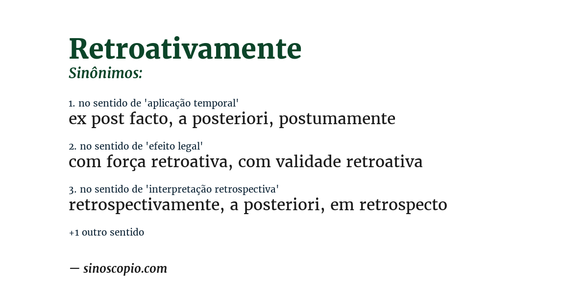 Sinônimo de retroativamente