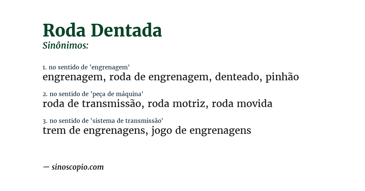 Sinônimo de roda dentada