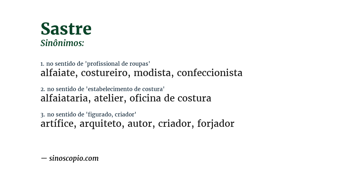 Sinônimo de sastre