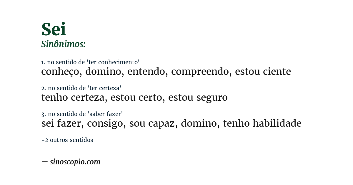 Sinônimo de sei