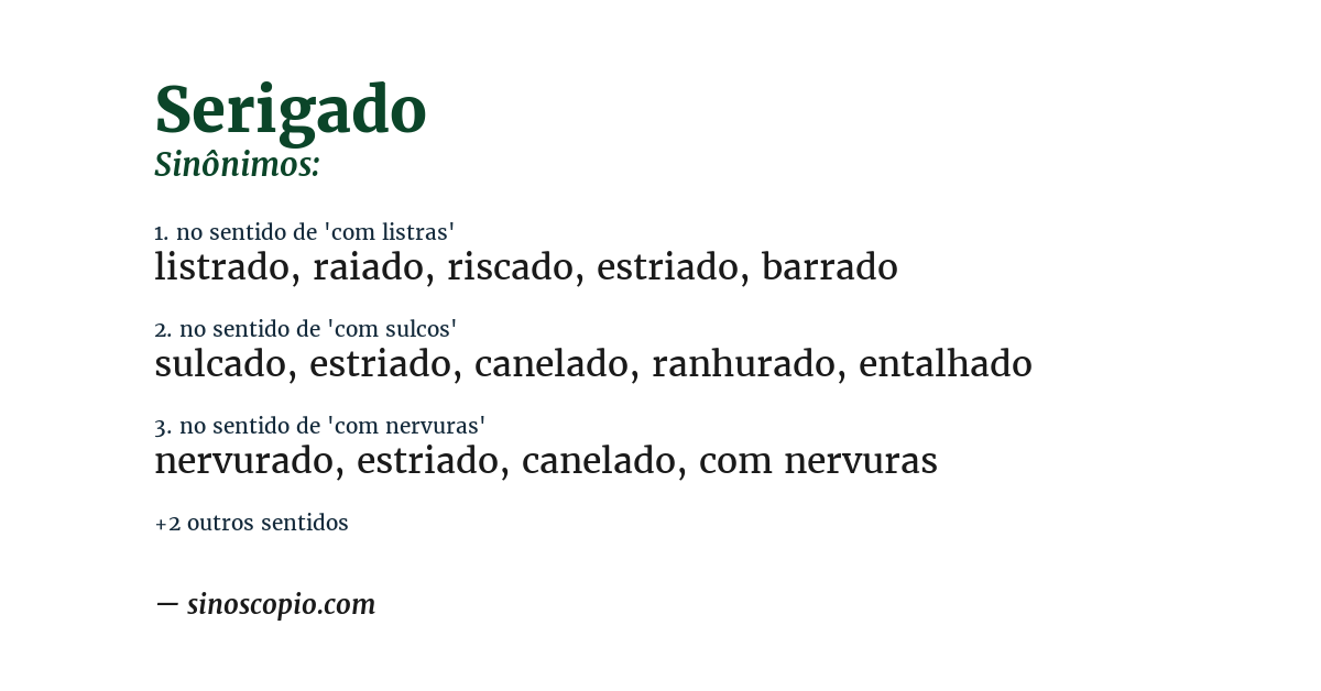 Sinônimo de serigado