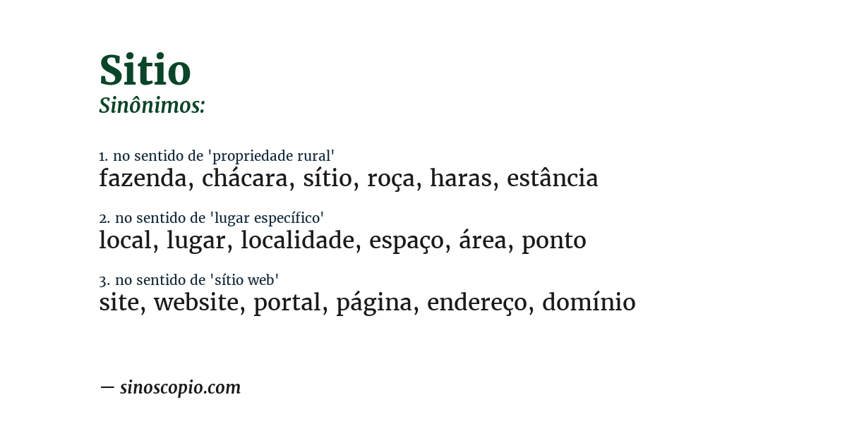 Sinônimo de sitio