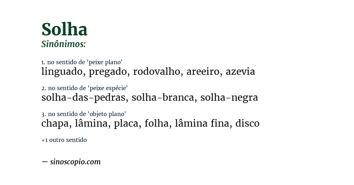 Sinônimo de solha
