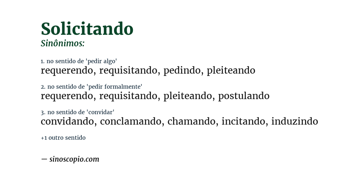 Sinônimo de solicitando