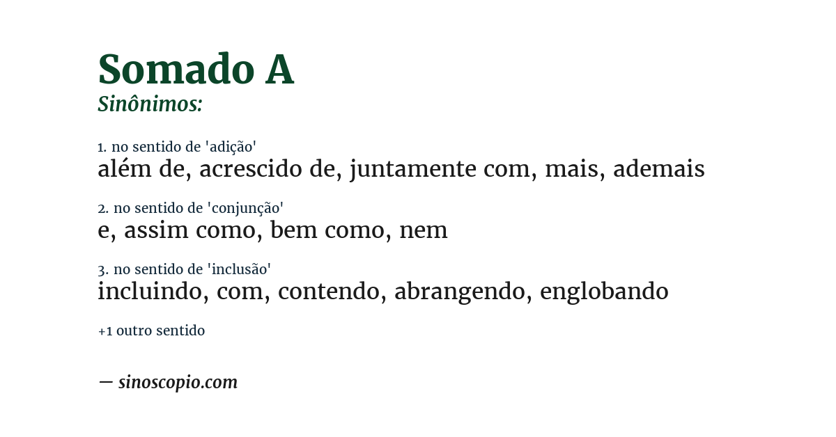 Sinônimo de somado a
