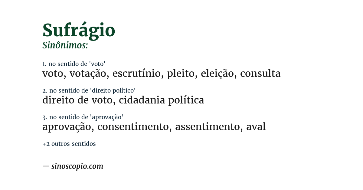 Sinônimo de sufrágio