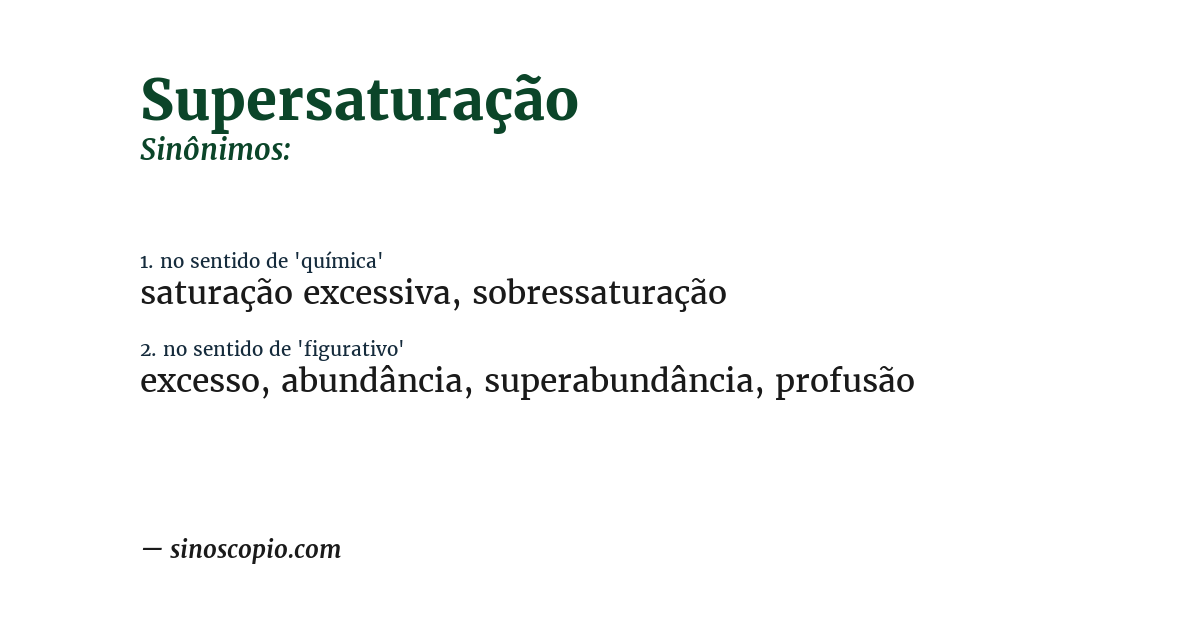 Sinônimo de supersaturação