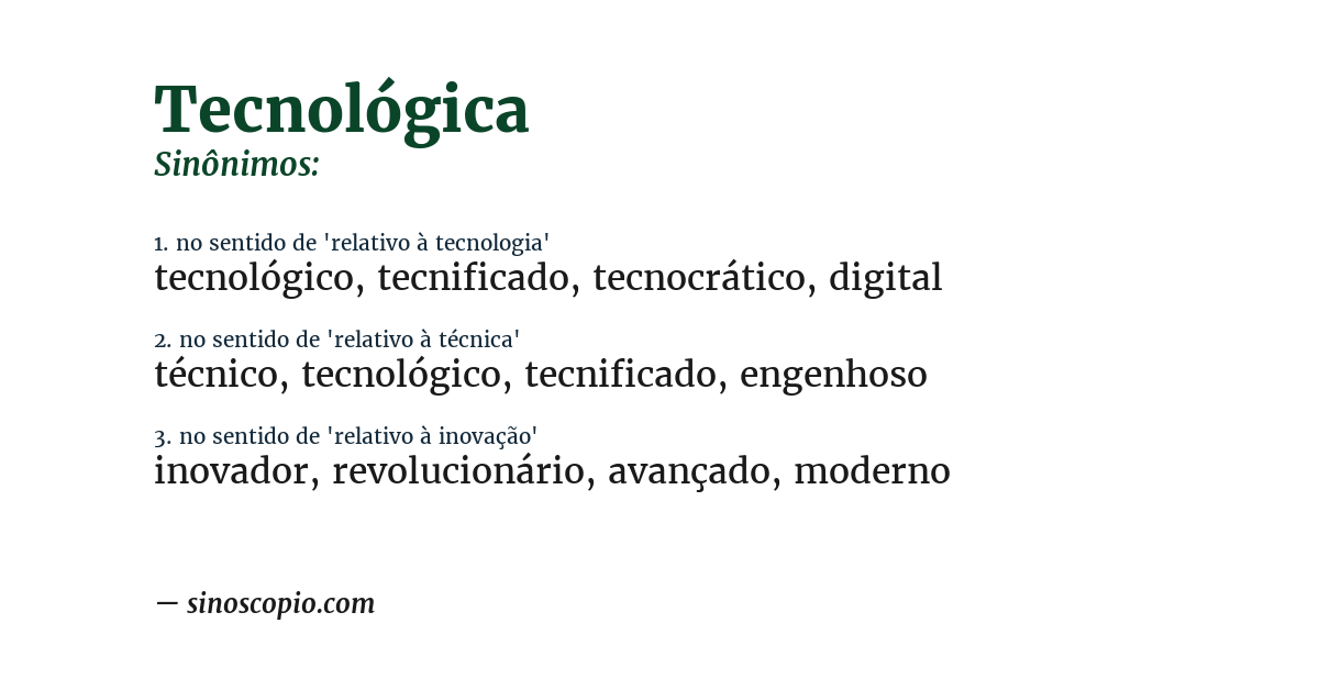 Sinônimo de tecnológica