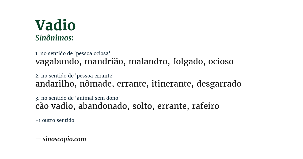 Sinônimo de vadio