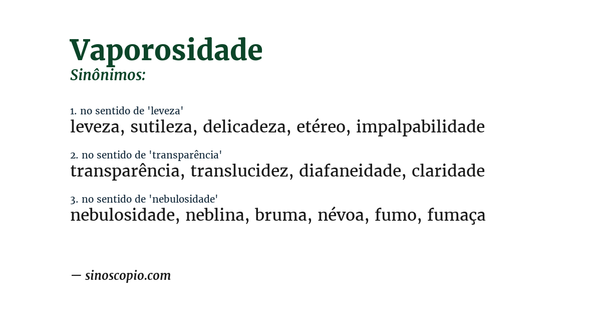 Sinônimo de vaporosidade
