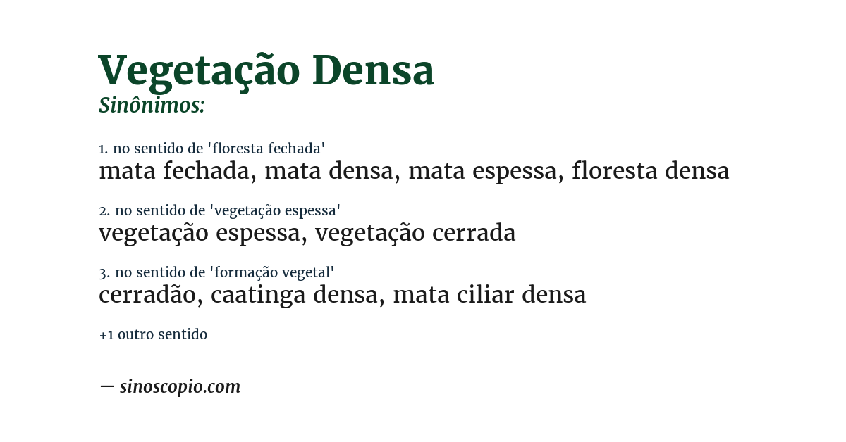 Sinônimo de vegetação densa