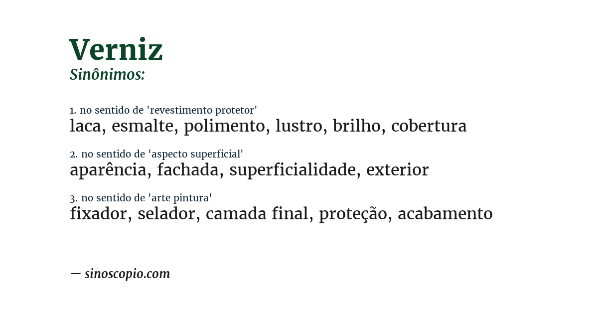 Sinônimo de verniz