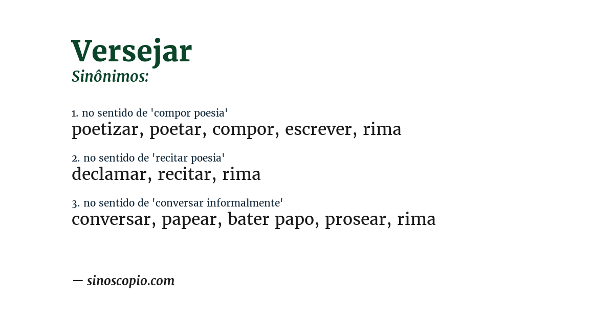 Sinônimo de versejar