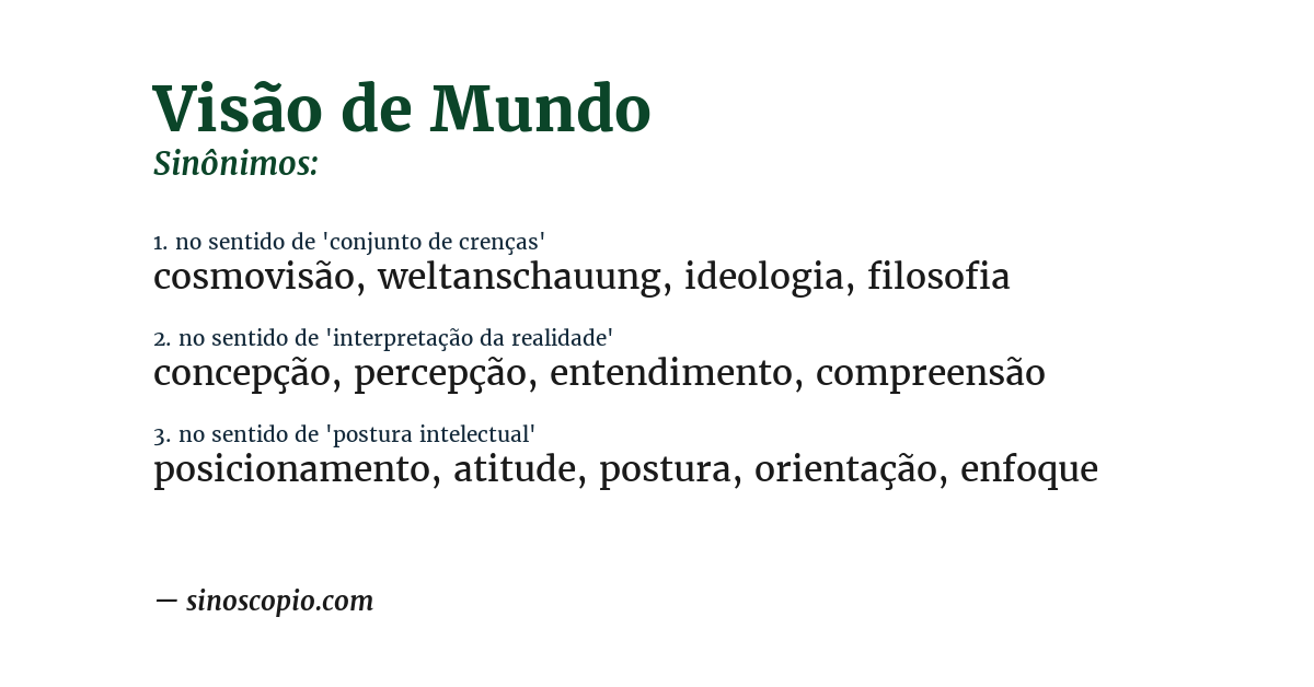 Sinônimo de visão de mundo