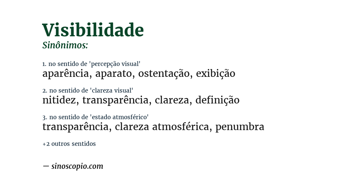 Sinônimo de visibilidade