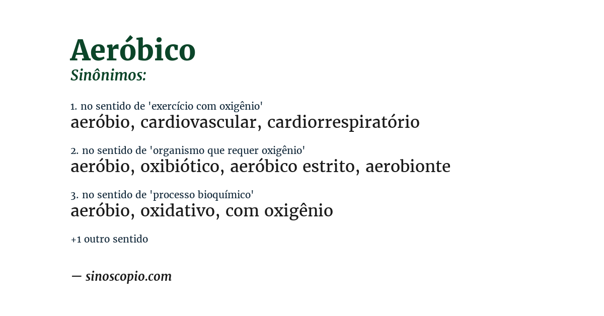 Sinônimo de aeróbico