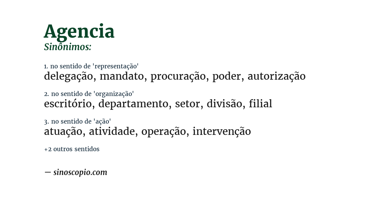 Sinônimo de agencia