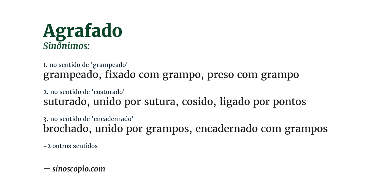 Sinônimo de agrafado