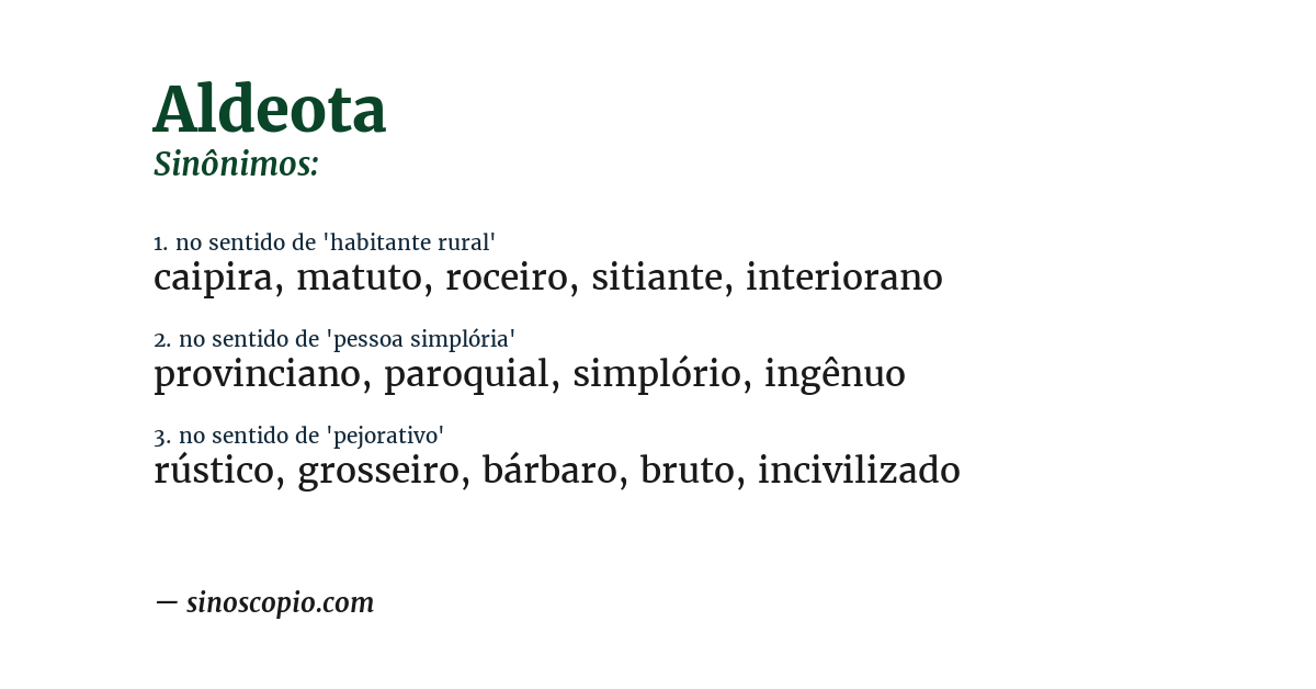 Sinônimo de aldeota