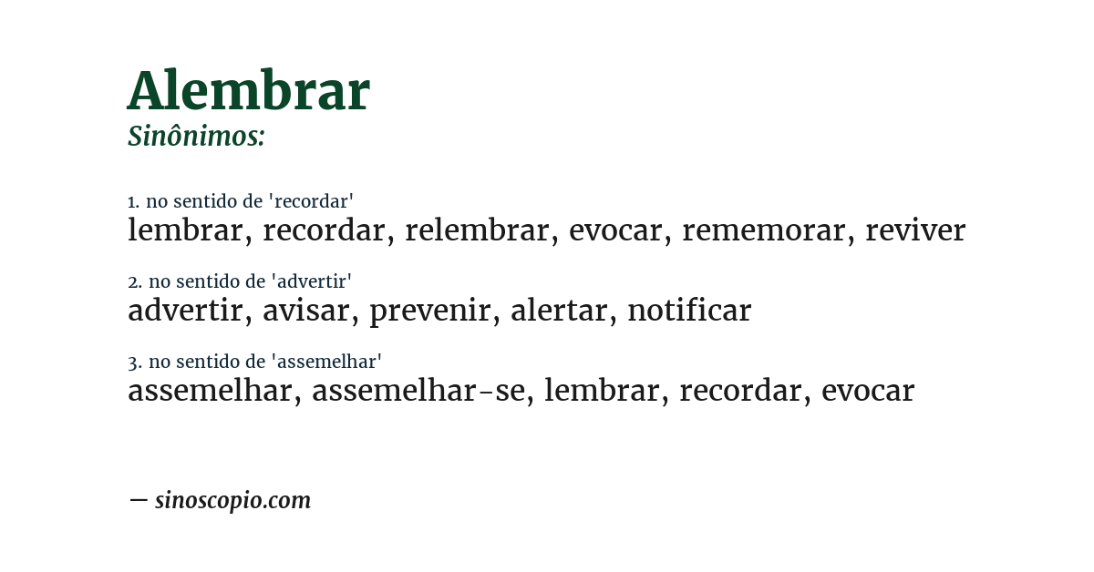 Sinônimo de alembrar