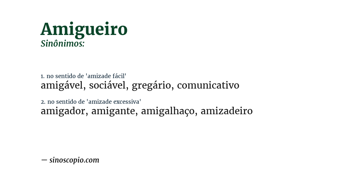 Sinônimo de amigueiro