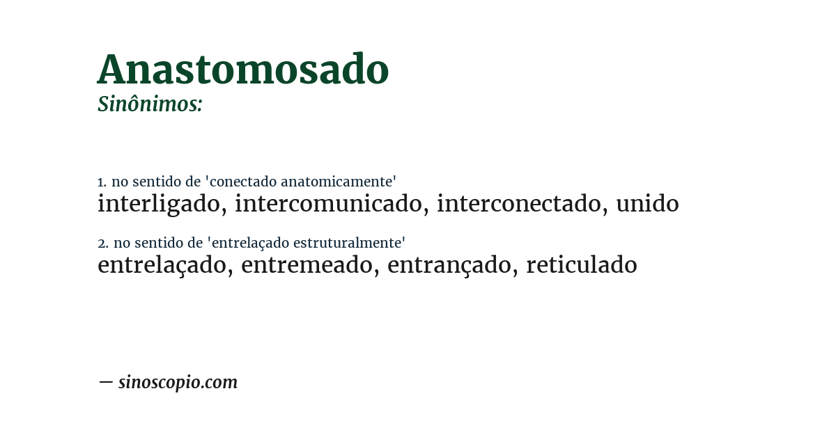 Sinônimo de anastomosado