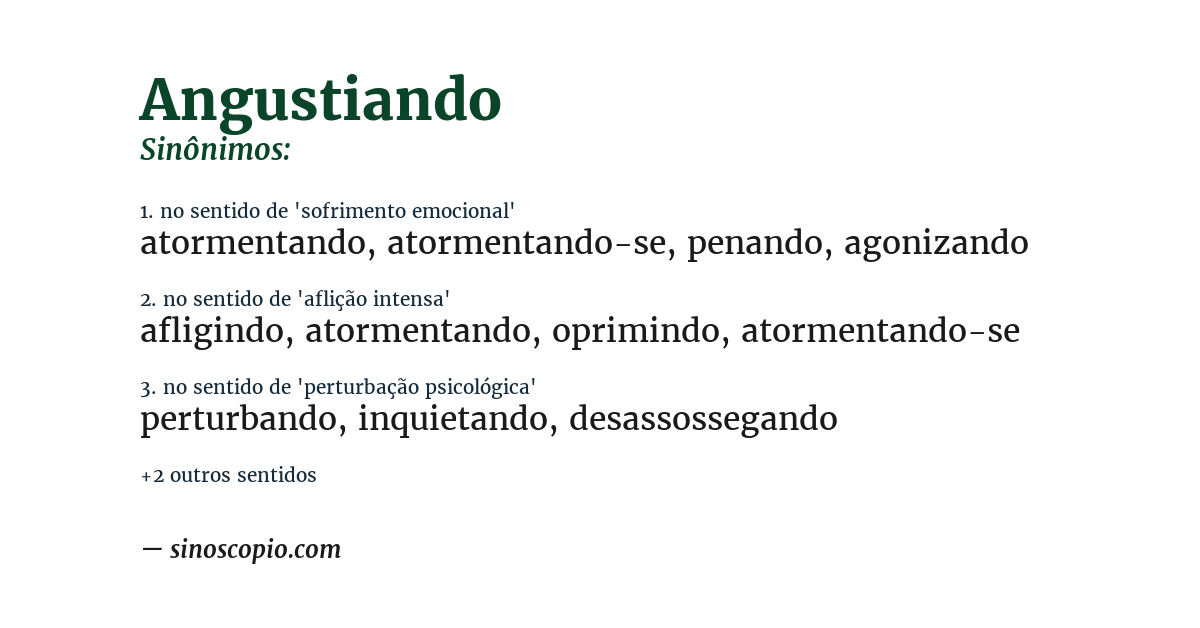 Sinônimo de angustiando