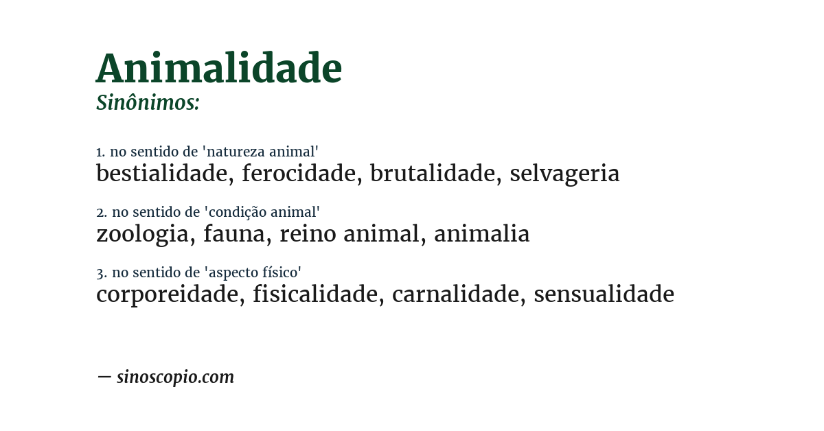 Sinônimo de animalidade