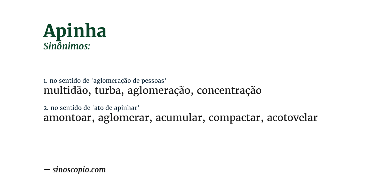 Sinônimo de apinha