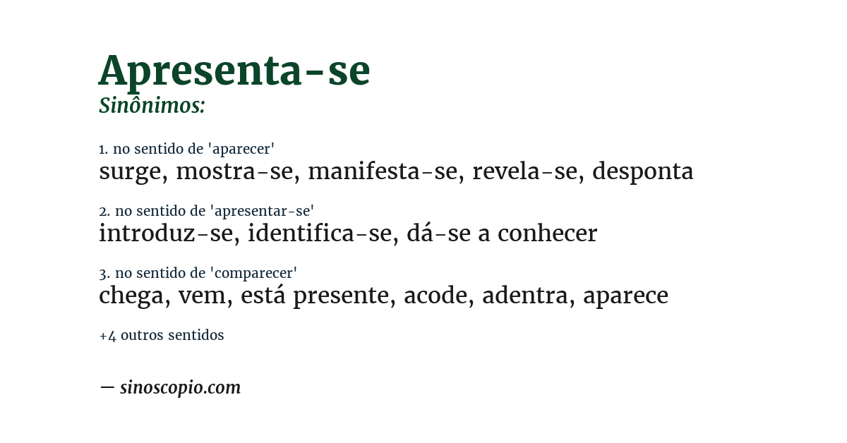 Sinônimo de apresenta-se