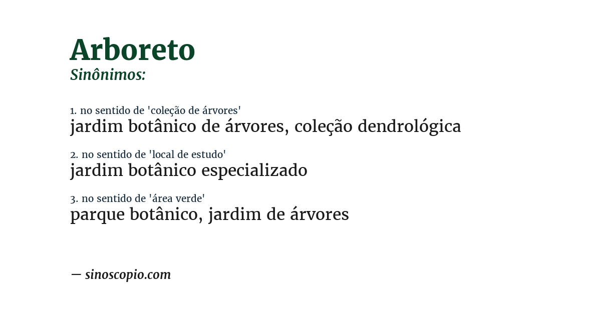 Sinônimo de arboreto