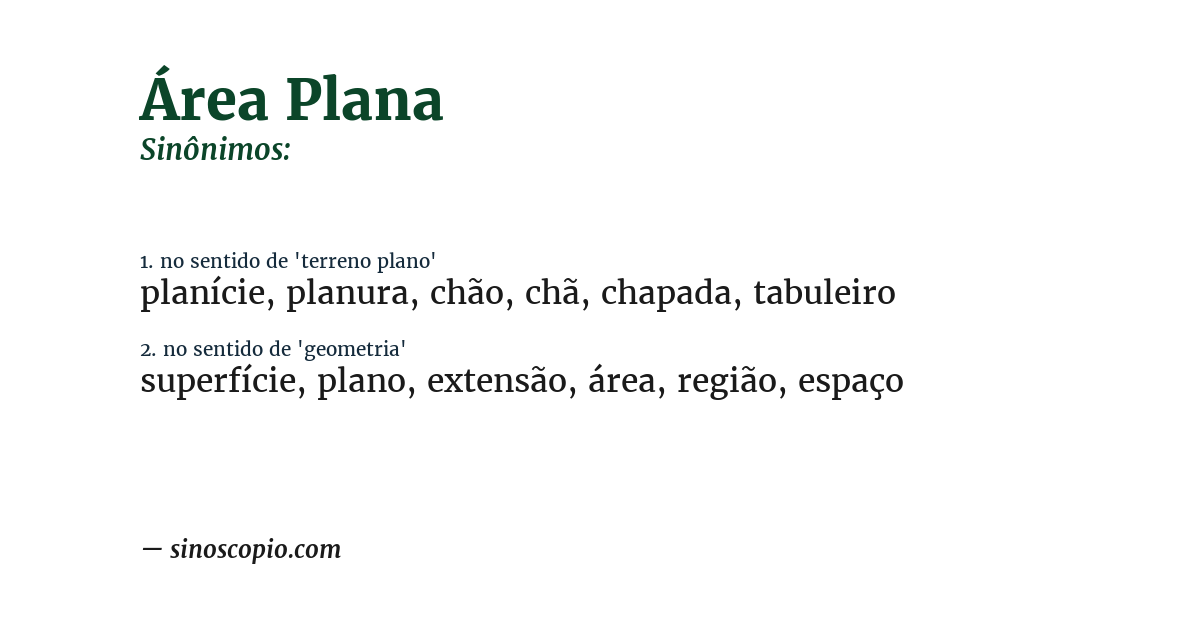 Sinônimo de área plana