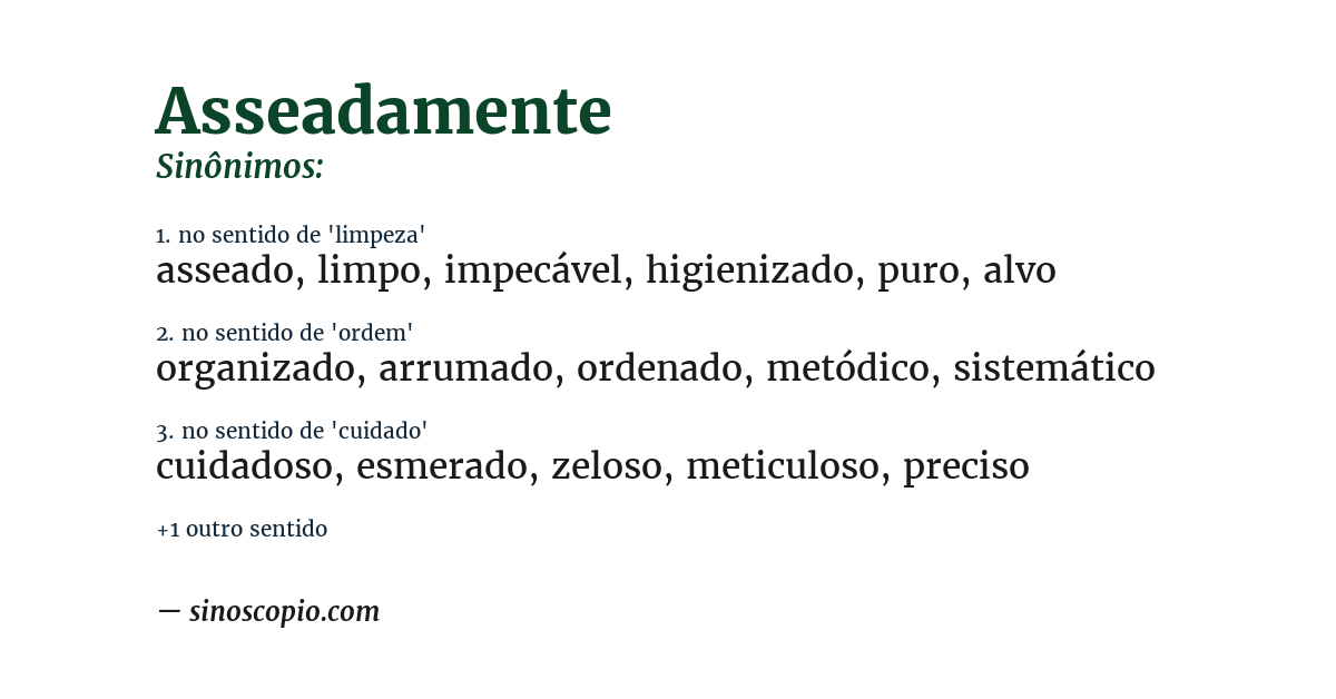 Sinônimo de asseadamente