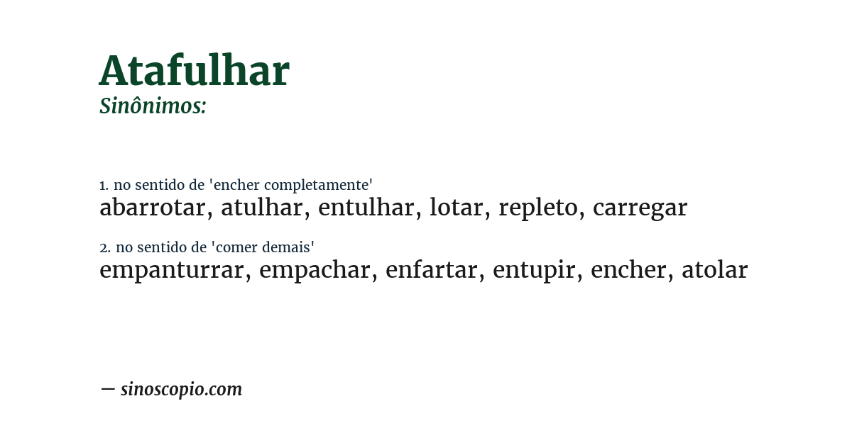 Sinônimo de atafulhar