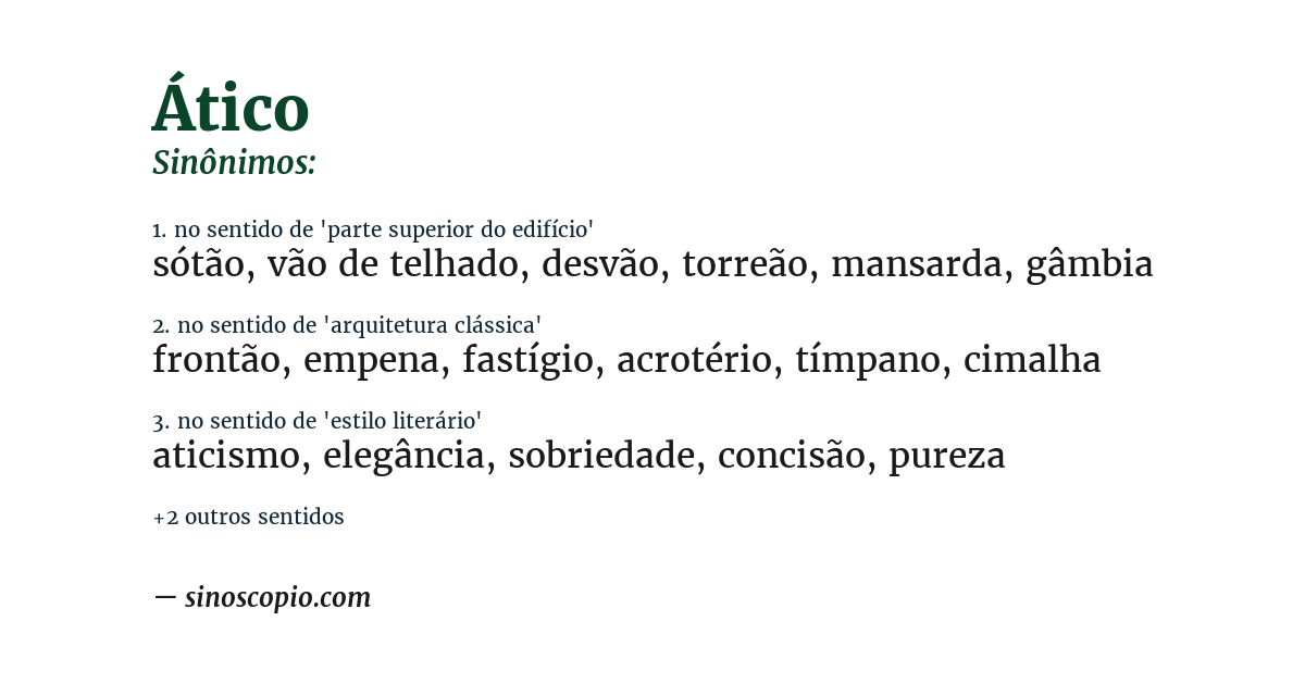 Sinônimo de ático