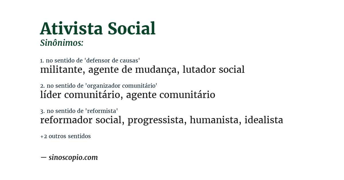 Sinônimo de ativista social