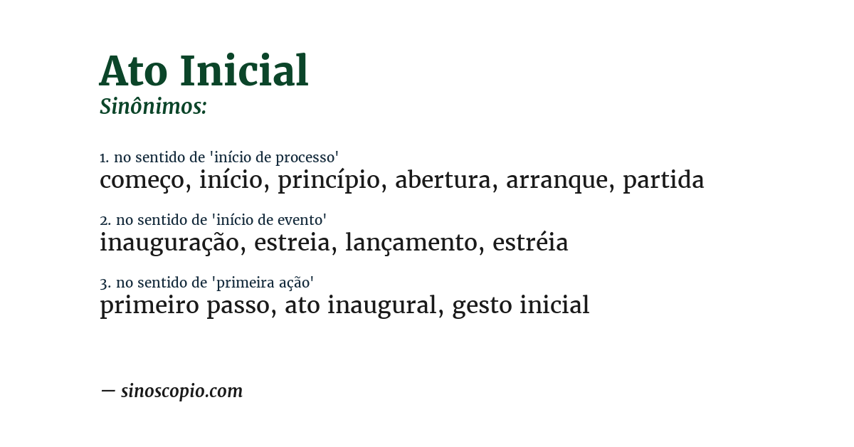 Sinônimo de ato inicial