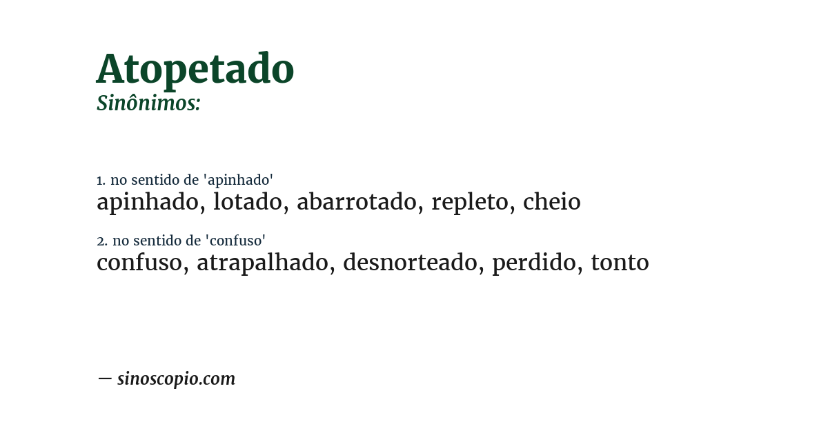 Sinônimo de atopetado