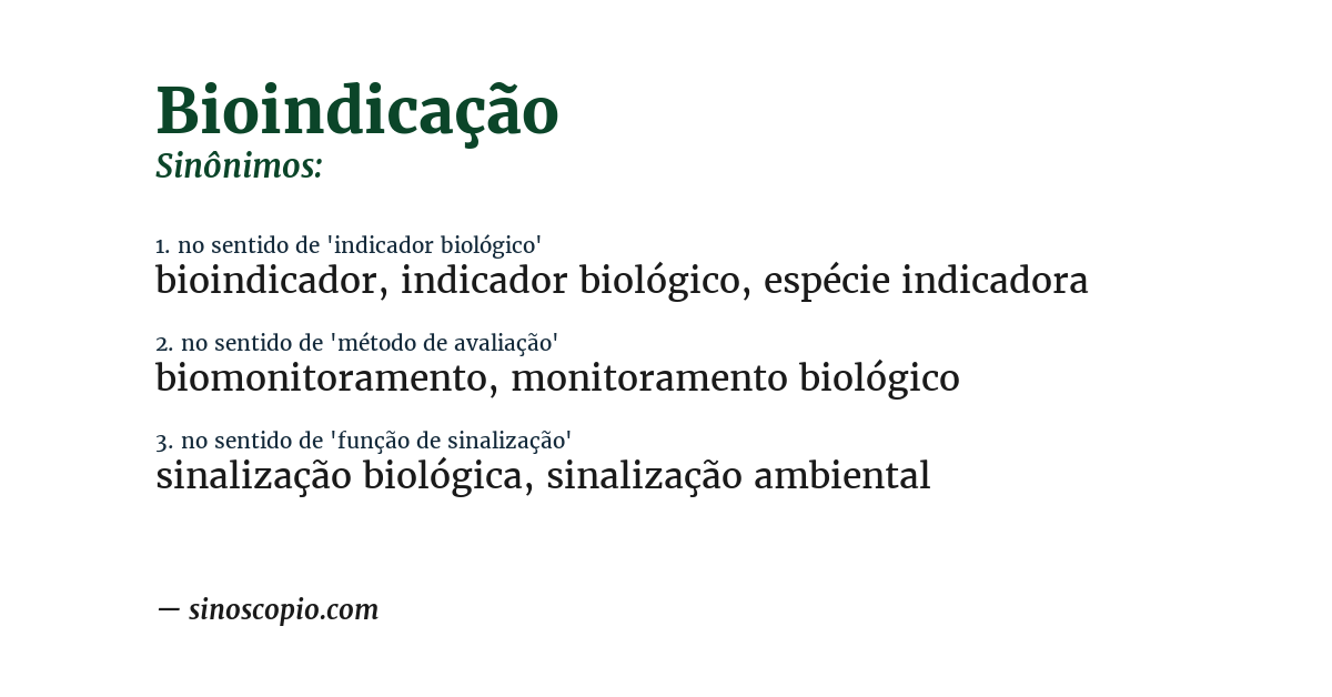 Sinônimo de bioindicação