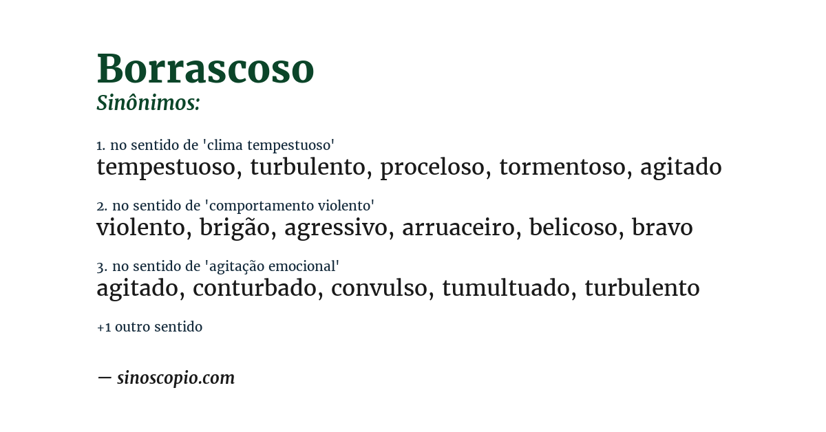 Sinônimo de borrascoso