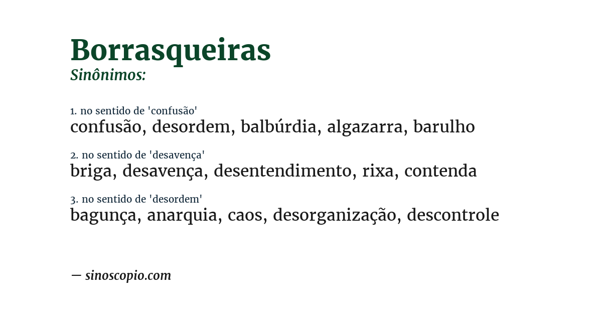 Sinônimo de borrasqueiras