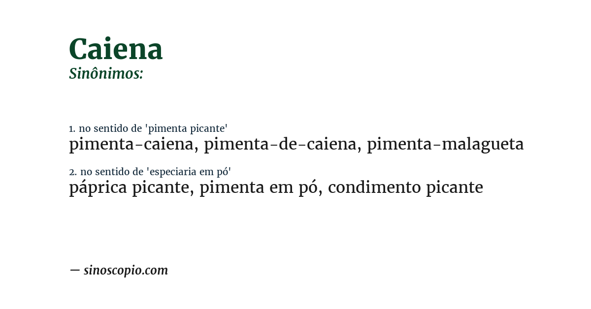 Sinônimo de caiena
